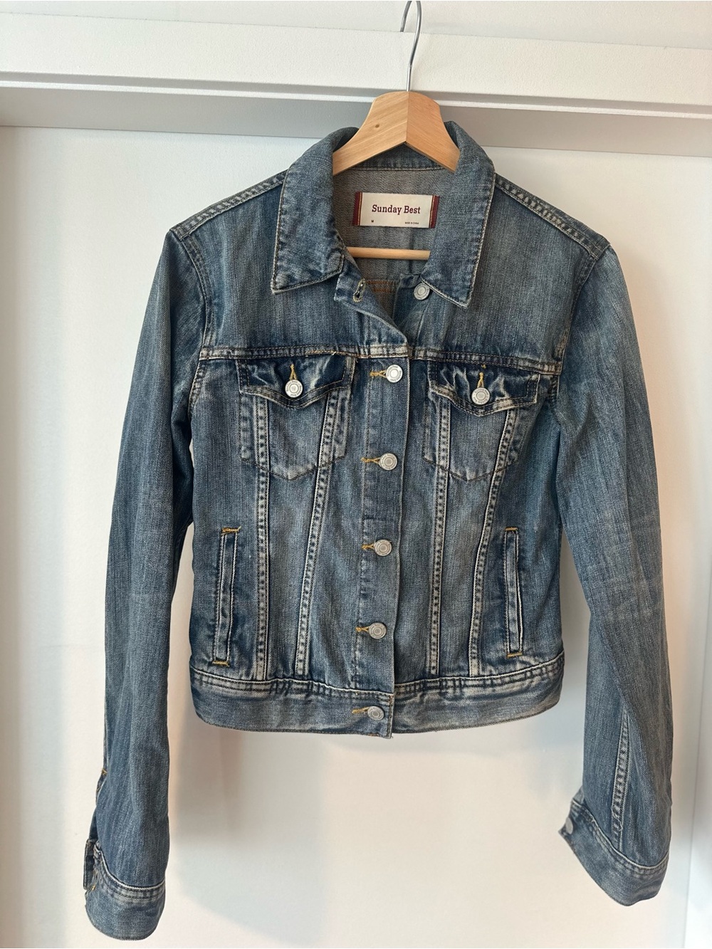 Aritzia Sunday Best Faded Blue Denim Jacket -Medium
